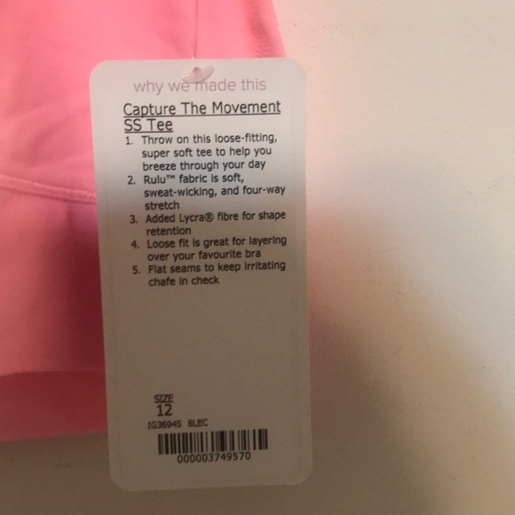lululemon ivivva CAPTURE THE MOVEMENT SS TEE-pink - Picture 2 of 2